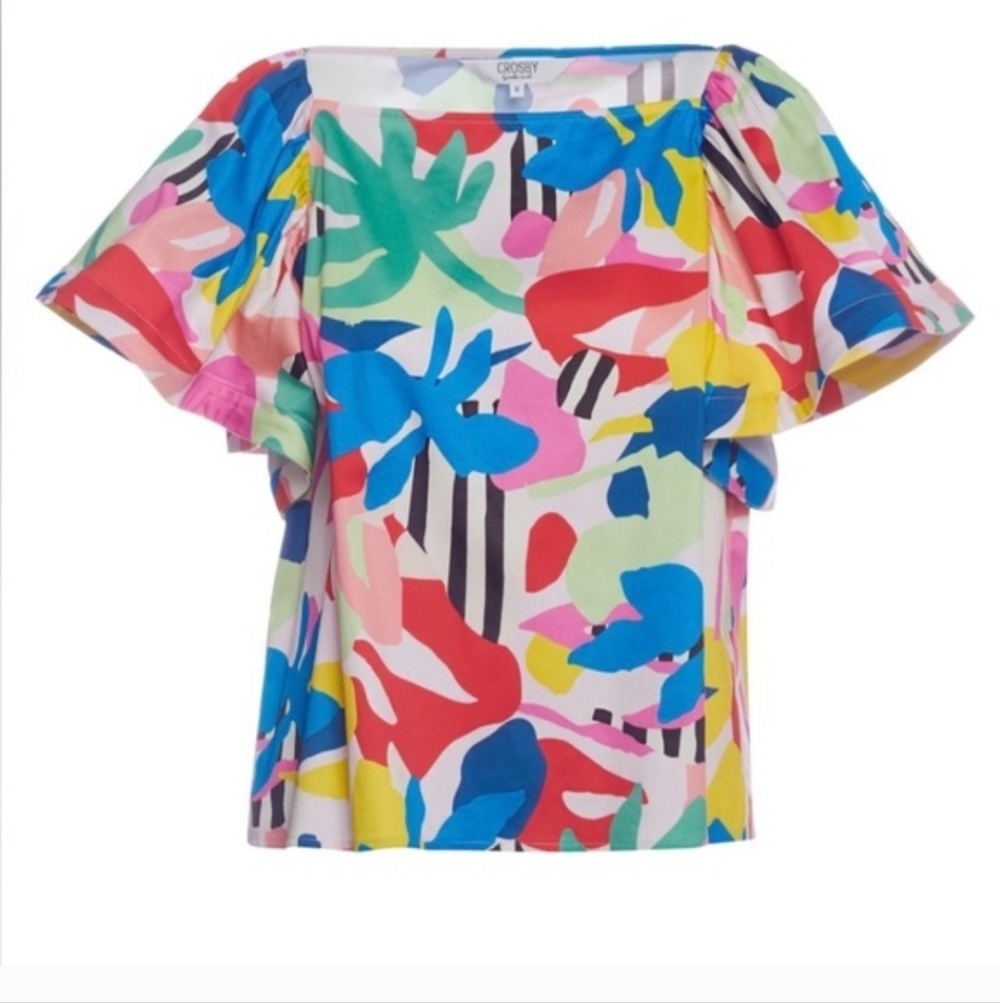 Crosby By Mollie Burch Campbell Multicolor Flutter Sleeve Top - Large - Picture 3 of 8